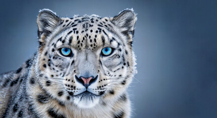 Obraz premium a beautiful snow leopard (panthera uncia) with stunning blue eyes
