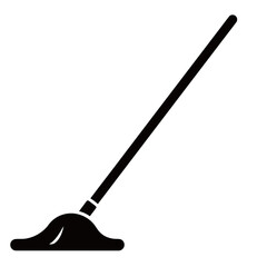 black and white vector silhouette of a floor mop on a white background