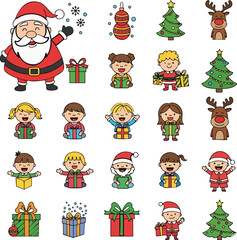 Naklejka premium Christmas Characters and Gifts