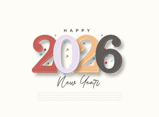 Classic number design with a sprinkling of festive ornaments. Happy new year 2026. Design for greetings, banners, posters and calendars.