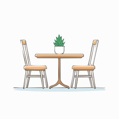 Einfacher Tisch mit zwei Stühlen – minimalistische Vektorgrafik