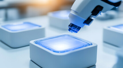 Microscope Examining Sample in Laboratory Setting