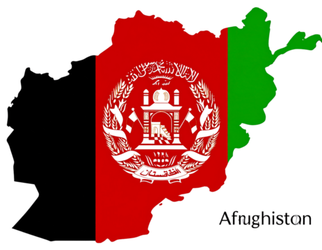 Afghanistan Flag in Map Silhouette Shape, Bold Colors, Transparent PNG