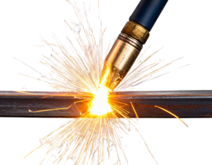 Welding Torch with Bright Sparks in Action, isolated PNG