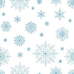 Elegant teal blue snowflake pattern on white background for winter holiday celebrations and festive decorations