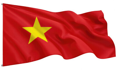 Vietnamese flag waving with red background and yellow star  