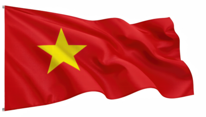 Vietnamese flag waving with red background and yellow star  