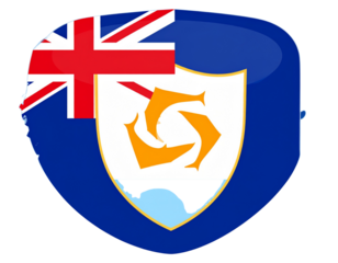 Anguilla Flag in Map Silhouette Shape, Minimalist Flat Style, Transparent PNG