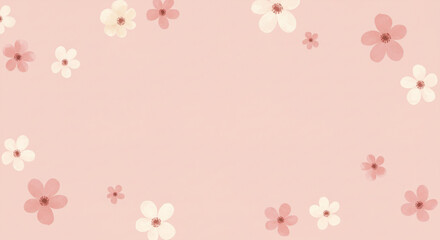 Delicate watercolor flowers softly bloom on a gentle pink background, perfect for spring themes