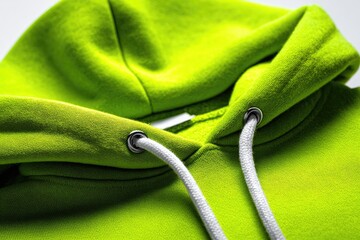 Close-up of a bright lime green hoodie