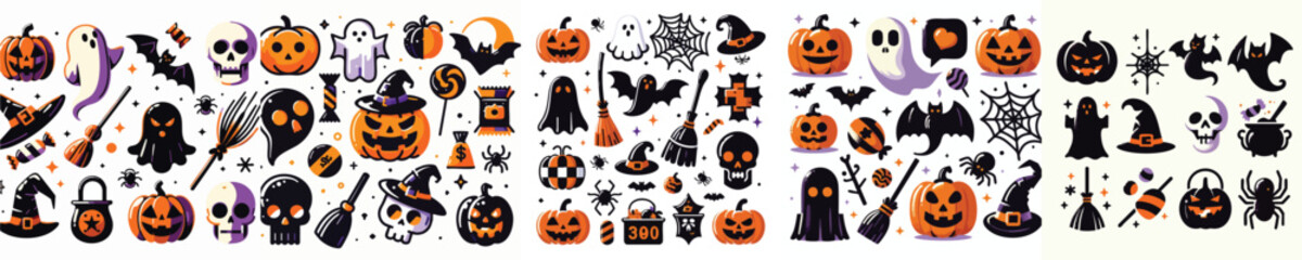 Spooky Night Halloween Vector Icon Set