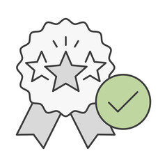 Badge with stars icon representing achievements, Top-Rated Certified Badge Icon.Guaranteed Quality Badge Icon