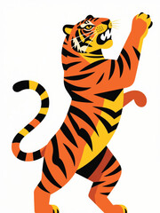Standing Tiger Illustrator Artwork Design Template Poster