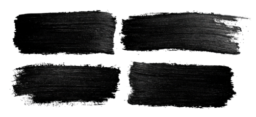 Four dark, rectangular, textured brushstrokes