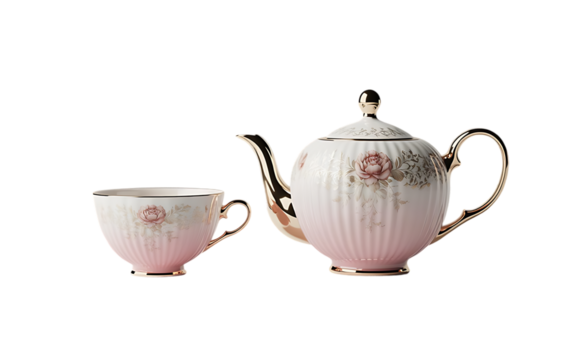 Elegant porcelain teapot and cup set delicate fine china sophisticated tea time presentation