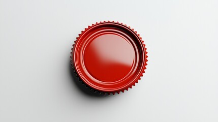 Glossy red circular object with cogged edge