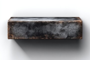 Rusted metal shelf against white background