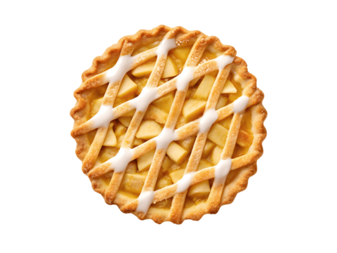 A delicious apple pie with lattice crust isolated on transparent background