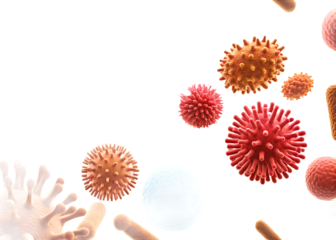 Diverse Spiky Viruses and Bacteria on isolated on a transparent background microorganism