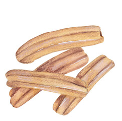 Churros Spanish dessert hand-painted illustration Food clipart as png file with transparent background