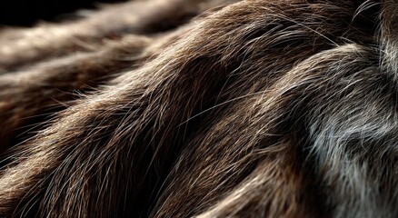 Close-up view of brown and gray fur texture