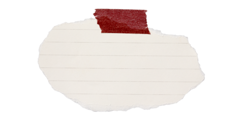 blank lined paper notebook paper with tape isolated on transparent background,note paper message office business tag sign,sheet of paper