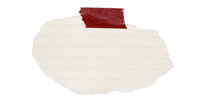 blank lined paper notebook paper with tape isolated on transparent background,note paper message office business tag sign,sheet of paper