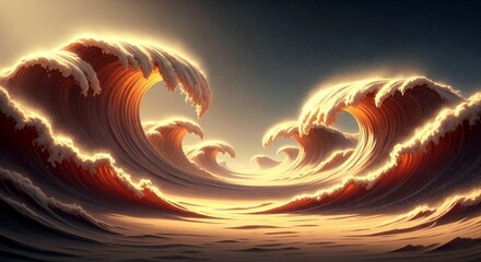 Desert Tsunami: A Surreal Wave of Sand and Gold