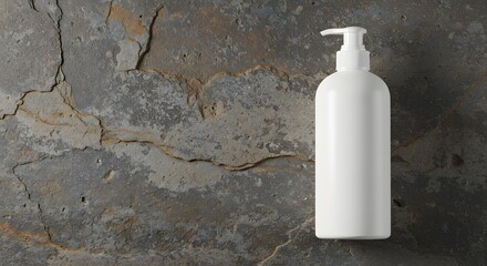 White Pump Bottle Mockup on Textured Stone Background