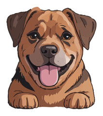 An illustration for a postcard sticker featuring a cute puppy. Vector graphics. EPS.