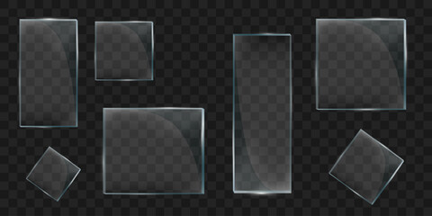 Set of glass frames. On a transparent background.