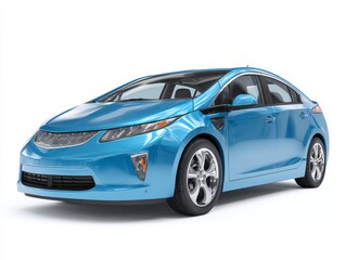 Fototapeta premium A glossy, vibrant electric vehicle is presented in a setting against a plain white background.