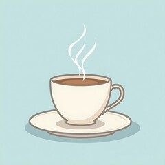 Obraz premium Warm drink illustration: saucer of hot coffee