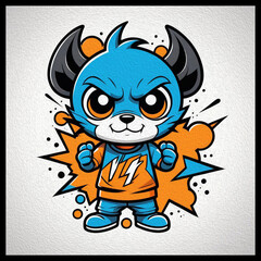 Fototapeta premium Cartoon. Pattern for T-shirts, covers, wallpapers, fabrics . Oil painting