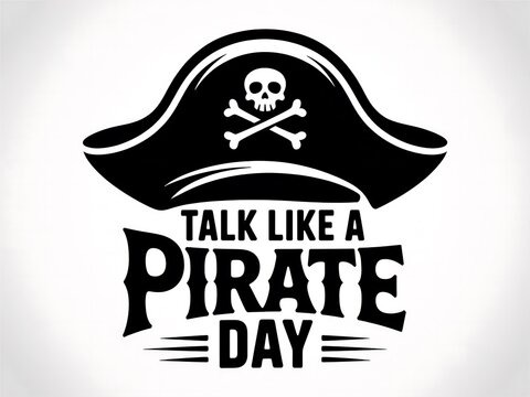Celebrate talk like a pirate day with a classic pirate hat featuring a skull and crossbones emblem and festive lettering