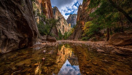Canyon reflection, autumn colors