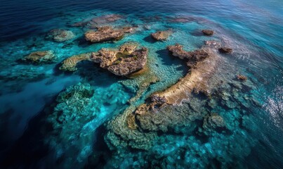 Fototapeta premium Aerial view of vibrant coral reefs