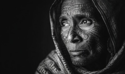 Black and white portrait of a woman