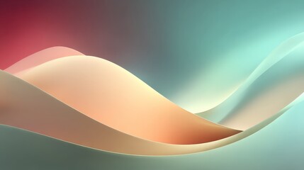 Abstract flowing waves of soft peach and teal colors create a smooth, elegant, and modern background for design projects