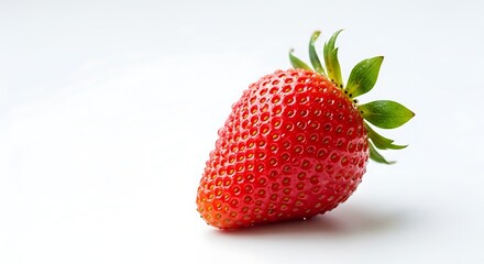 A single ripe strawberry isolated on white background