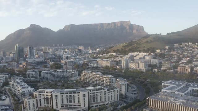 Aerial shot of Cape Town City centre from the Waterfront.