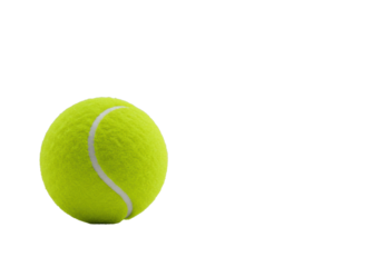 Vibrant yellow-green tennis ball, sharp felt texture, resting prominently in a minimalist high-key studio with transparent background, ample negative space. Concept of strategic focus and potential
