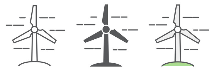 Wind Turbine icon, energy and ecology, wind energy sign vector graphics, editable stroke linear icon, eps 10