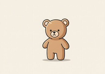 Fototapeta premium Cartoon illustration of a cute teddy bear against transparent background