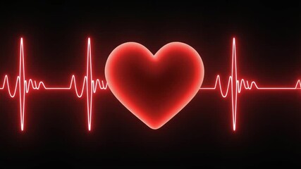 Pulsing heart icon on black background — realistic heartbeat animation