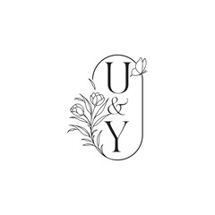 luxury minimalist logo design UY caligraphic style monogram letter wedding initial concept alphabet