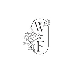 luxury minimalist logo design WF caligraphic style monogram letter wedding initial concept alphabet