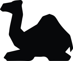 Illustrator Vector Camel lying down resting dromedary animal silhouette
