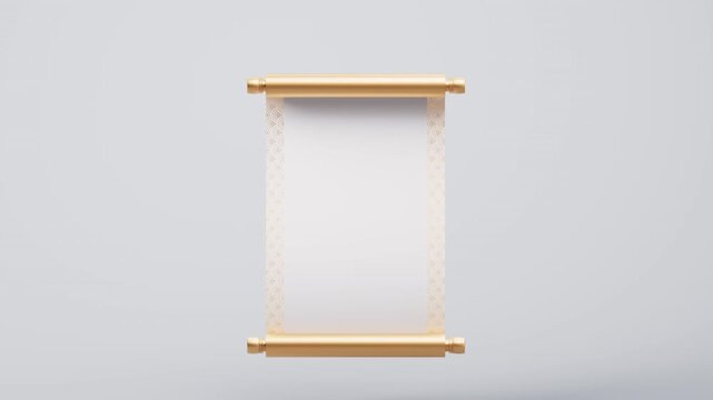 Blank golden Chinese ancient reel banner, 3d rendering.
