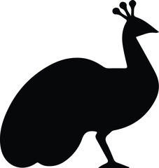 Illustrator Vector Elegant peacock stands proudly in black silhouette